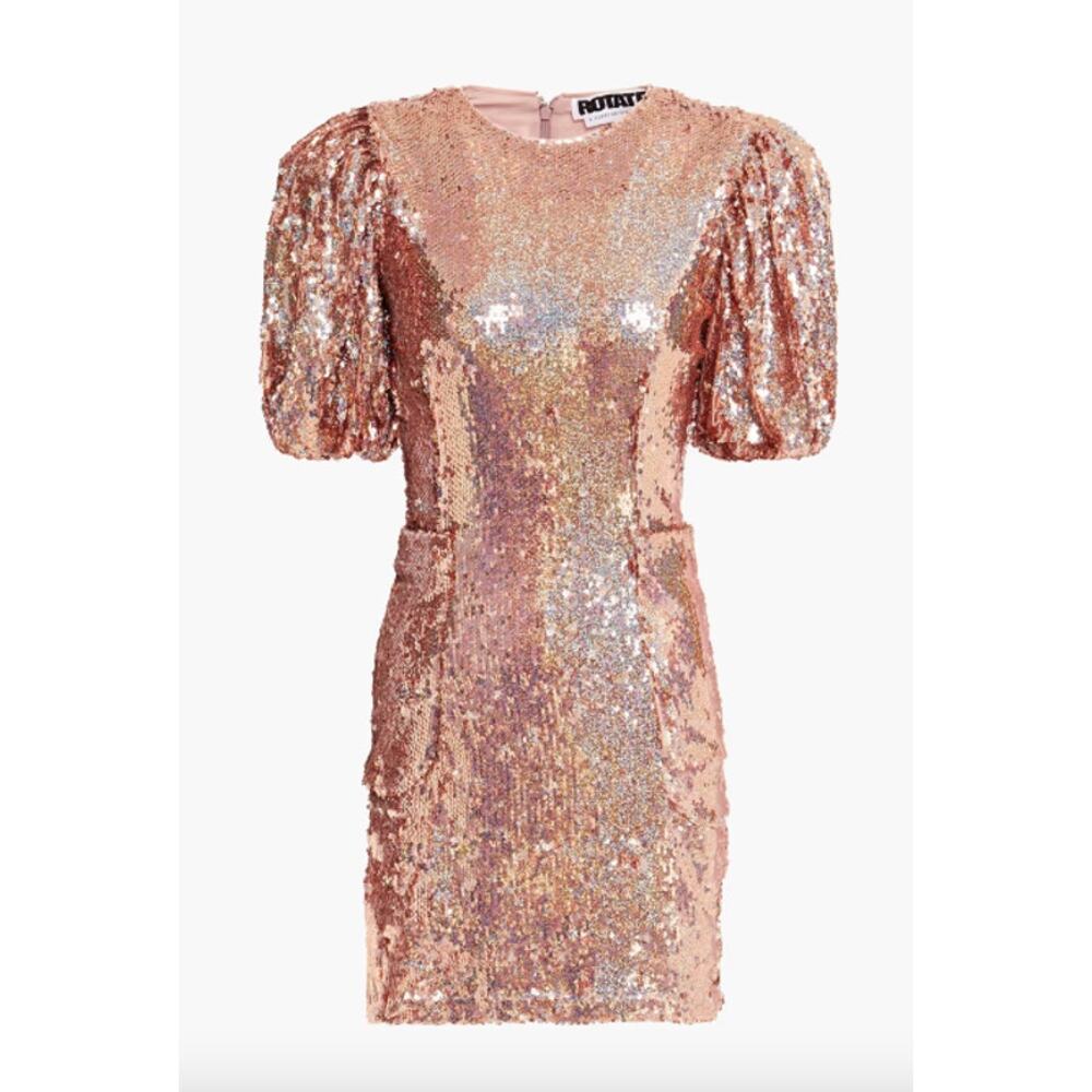 Rotate Birger Christensen Katie Rose Gold Sequin Mini Dress